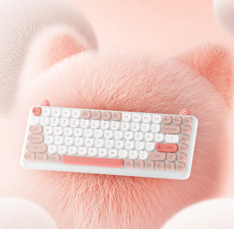 New Iqunix Lovely Cat Wireless Bluetooth Keyboard M80 Cat Ears Girls