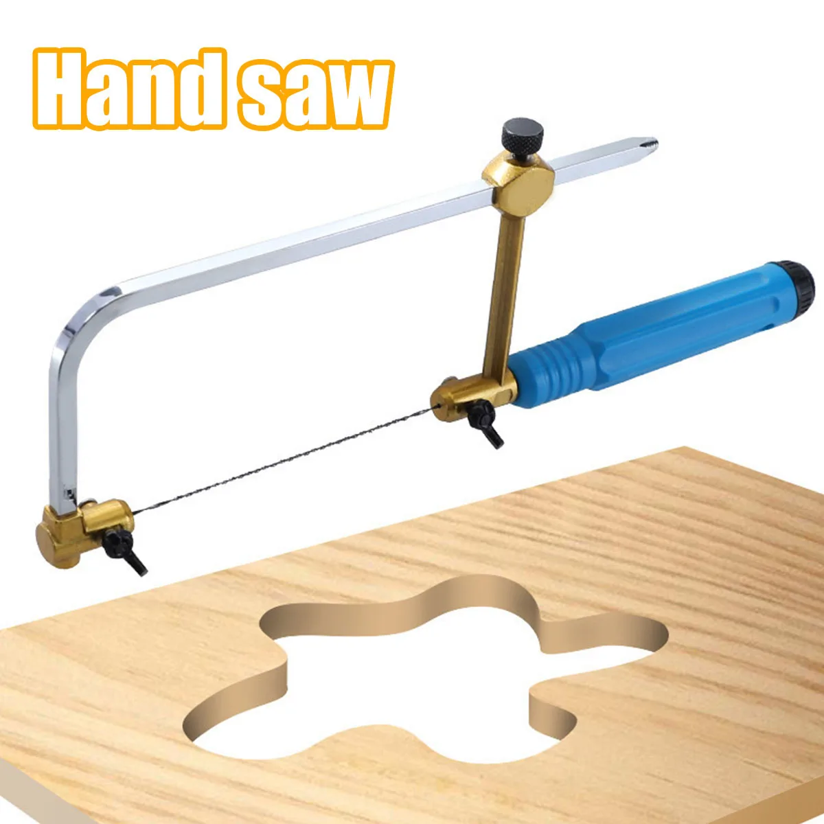 Coping Saw Heavy Duty Metal Hand Saw Fast Cutting Non-slip Hacksaw with 16 Replacement Steel Blade Woodworking Tool