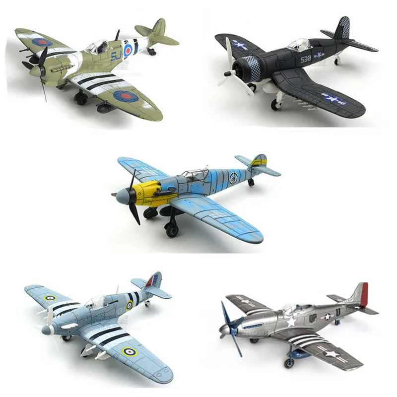 허리케인 P-51 조립 퍼즐 모델 군용 비행기 장난감, 4D 1/48 WW II 전투기 BF-109 스핏파이어 F4U