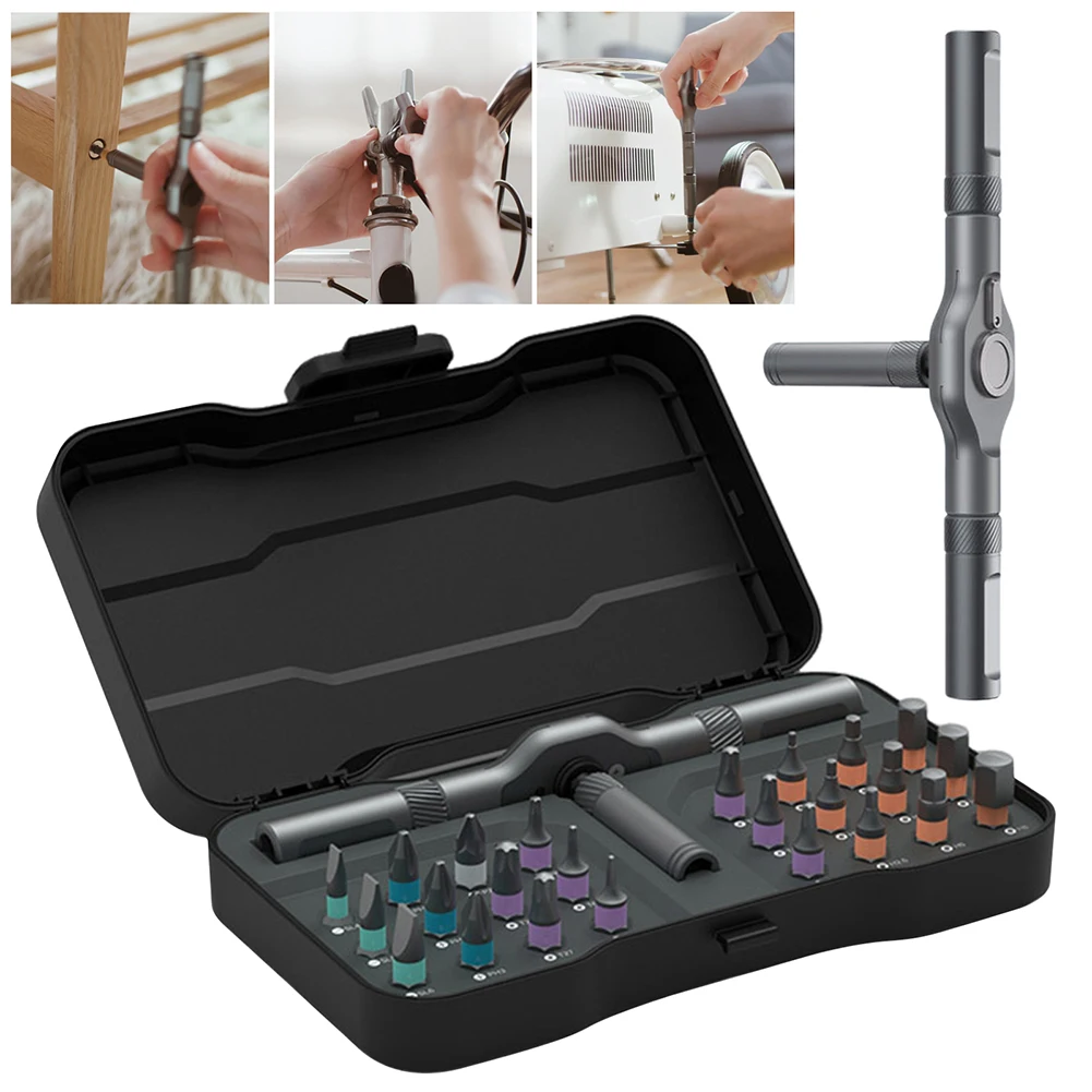 Precision Ratchet Screwdriver Set 24 In 1 Industrial Repair Tools Kit With Magnetic Adsorption/Alloy Bits Kit For Professional