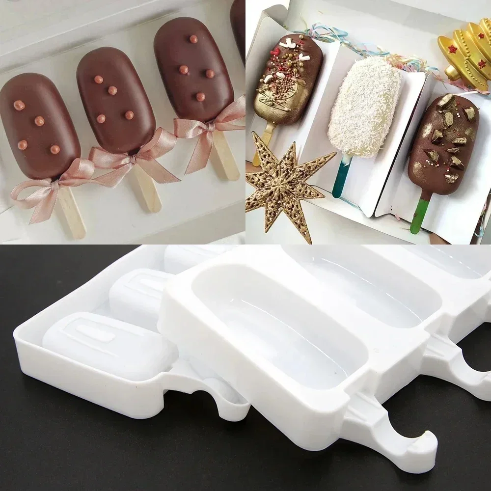 Ice Mold 4/8 grid Silicone Ice Cream Mold Magnum Silicone Mold DIY Fruit Juice Ice Pop Cube Maker Tray Popsicle Mould Baking Accessory