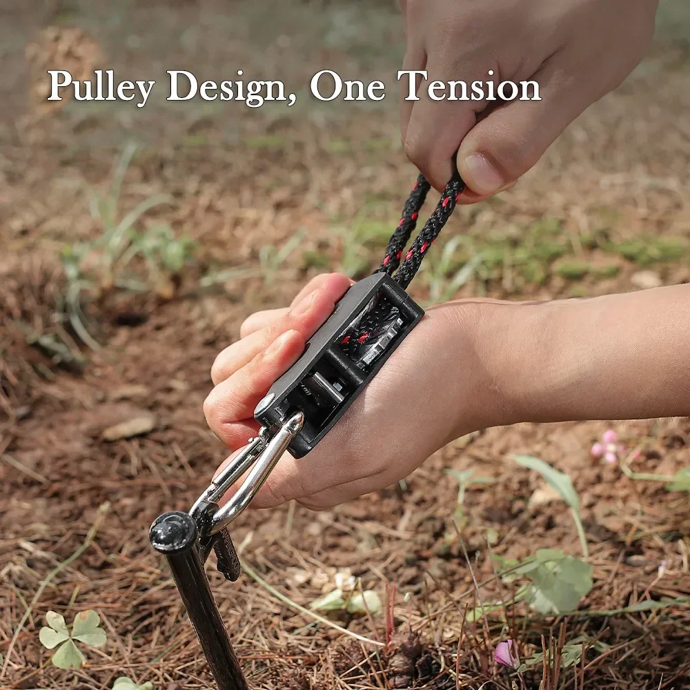 4Pcs Tent Wind Rope Tensioner Adjustable PulleyCarabiner Camping Hiking Outdoor Nylon Rope Fastener Stopper Tightene