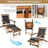 Patio Chaise Lounge Chair - Acacia Wood Folding Rattan Wicker Chair w/Retractable Footrest, Space-Saving Ergonomic 5