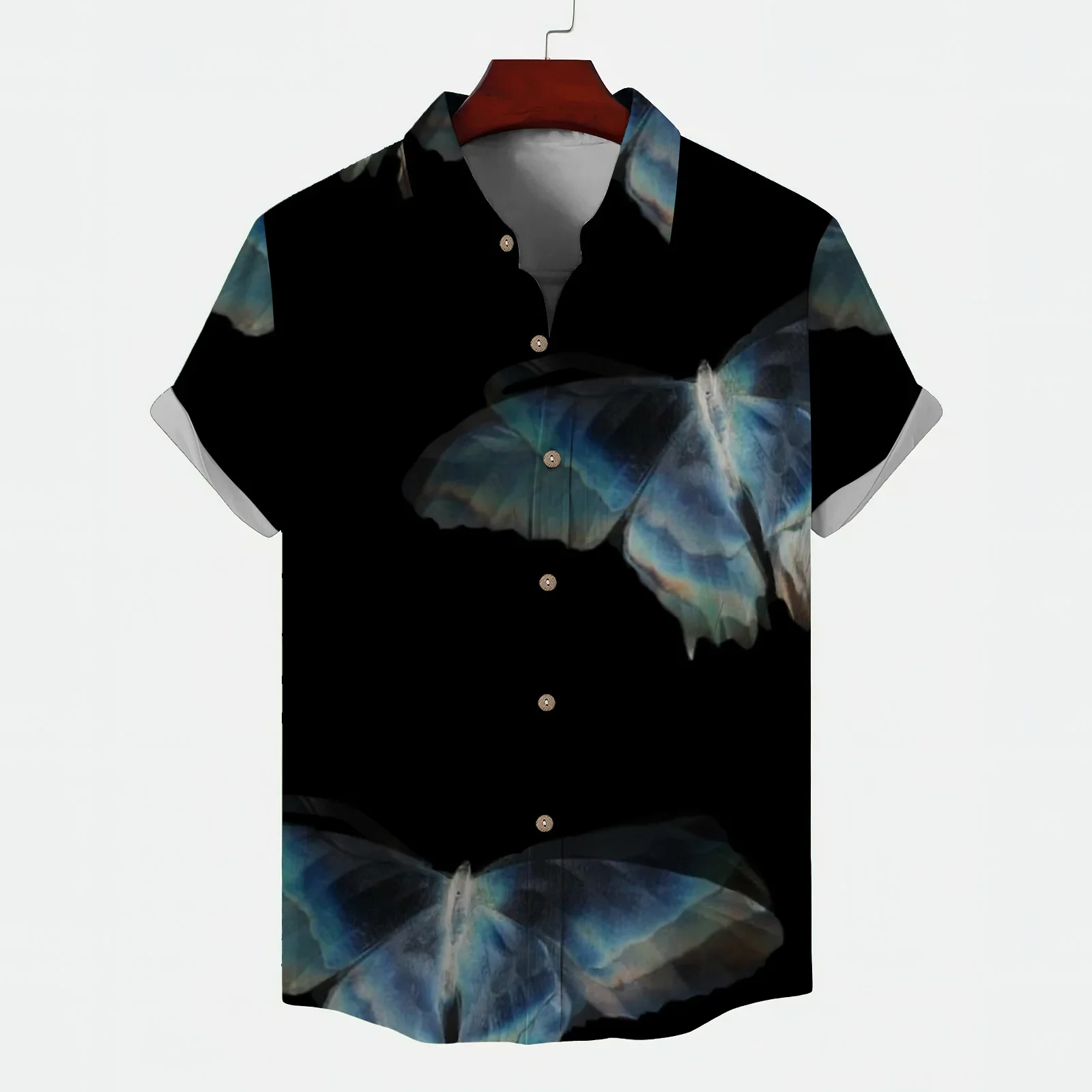 Sky Mens Clothing Brands Galaxy Blouse Trend Plain Shirt High Quality Men's Short Sleeve Shirts Vacation Comfort Classic Summer