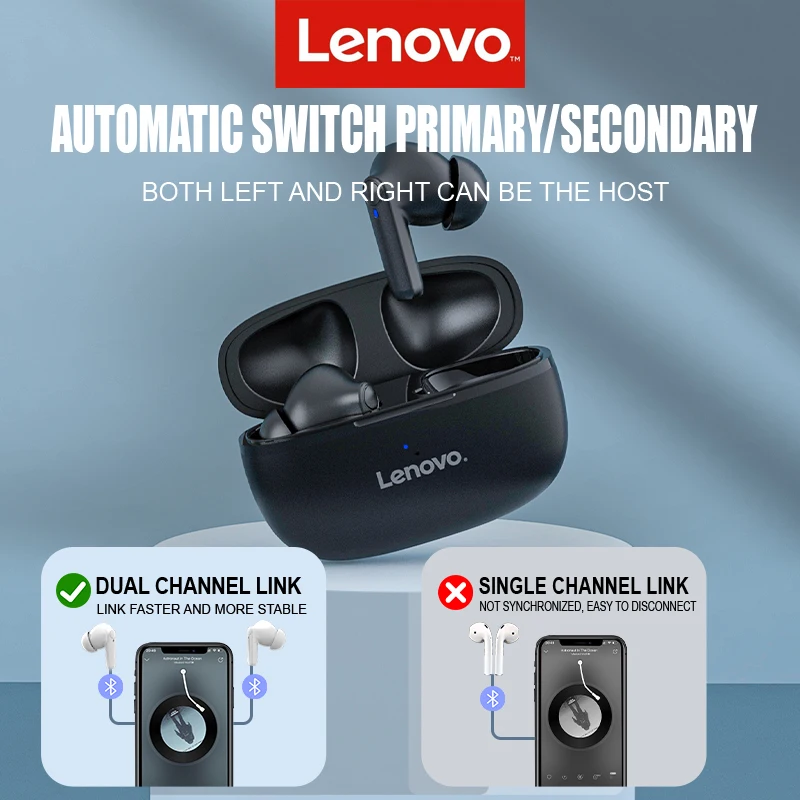 Lenovo HT05 TWS Bluetooth Earphone Sports Wireless Headset Stereo Earbuds HiFi Music DH Mic pk LP1S For Android IOS Smartphone 5