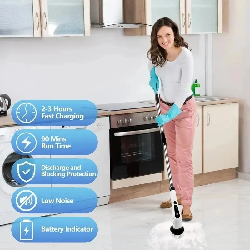 

NEW 7 In 1 Electric Cleaning Brush Window Wall Cleaner Electric Turbo Scrub Brush Kitchen Bathroom Cleaning Tools