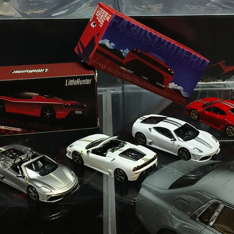 포산 리미티드 리틀 헌터 1:64 F430 미니어처 다이캐스팅 시뮬레이션 합금 자동차 모델, 소년 장난감, 성인 수집용 장식품.