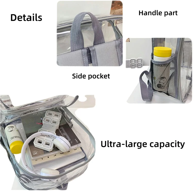 Transparent Shoulder Bag, Made of PVC Material, Fashionable and Trendy Youth Backpack, Large Capacity