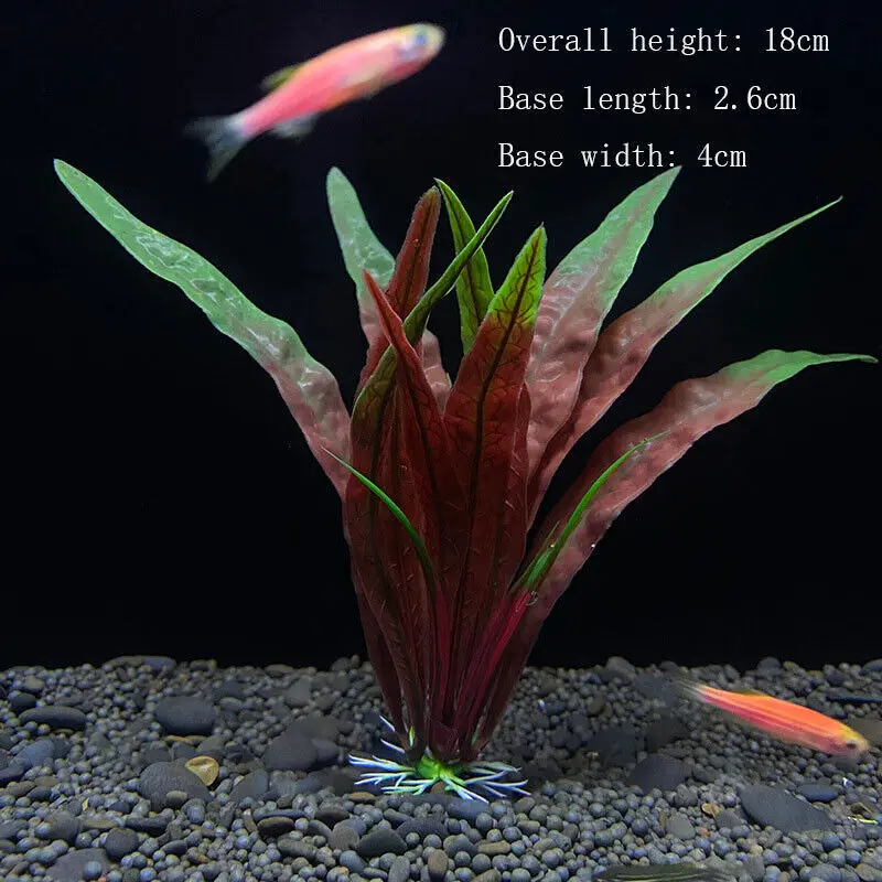 Vibrant Underwater Landscape Decoration - Green & Purple Aquatic Plants and Flowers