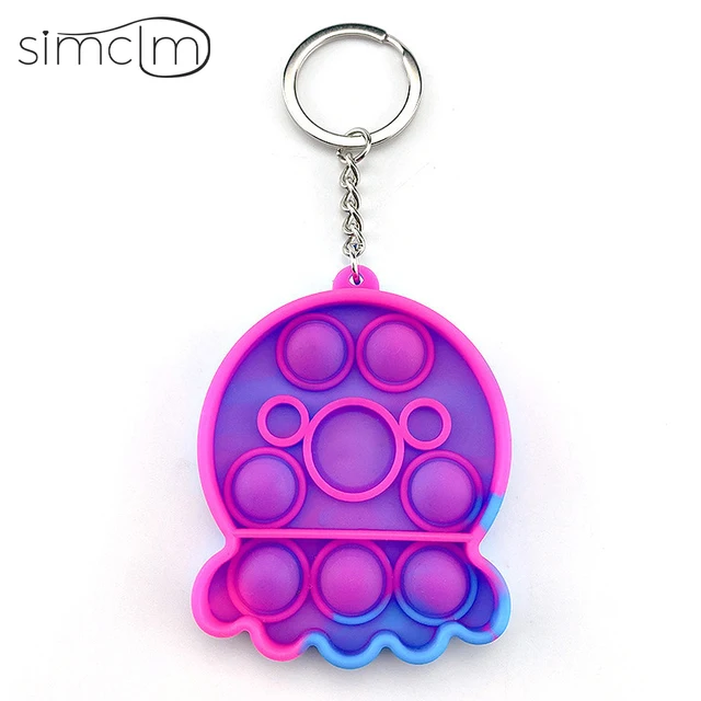 Mini Anime Push Keychain for Children Adult Sensory Trinkets Pop Bubble Among Us Key Ring Educational Cute Toy Anti-stress Funny B