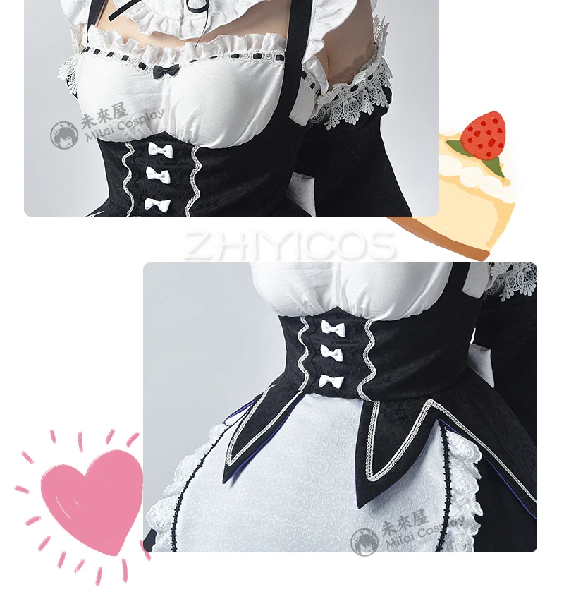 ZHIYICOS Re Life in a different world Rem Ram Cosplay Maid Dress Lolita Halloween Costumes for Women 6