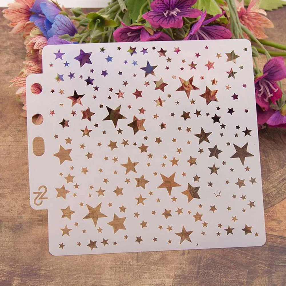 Star Theme Hollow Lace Ruler Embossing Template DIY Photo Album Draw Tool