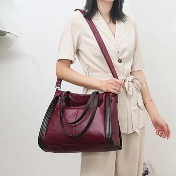 Nuove Grandi Borse a Spalla Nere per Donne, Borsa Shopper Grande di Alta Qualità in Morbida Pelle, Borsa a Tracolla da Viaggio per Signore