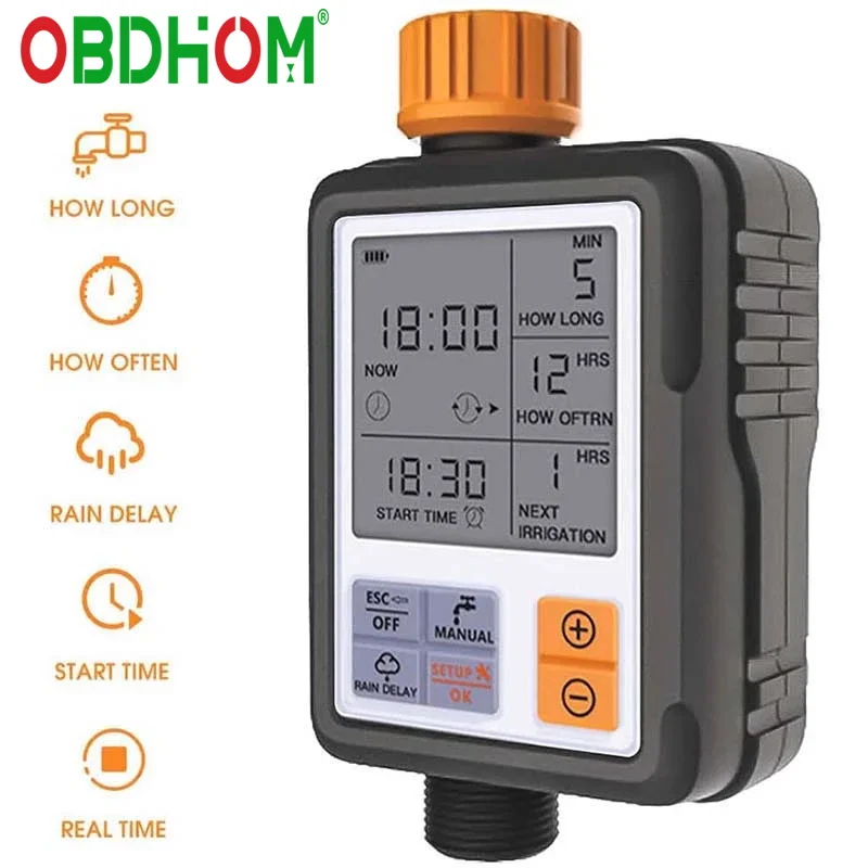 

Garden Automatic Watering Timer Intelligence Large Screen Display Irrigation Contronller Battery Waterproof Digital Timer