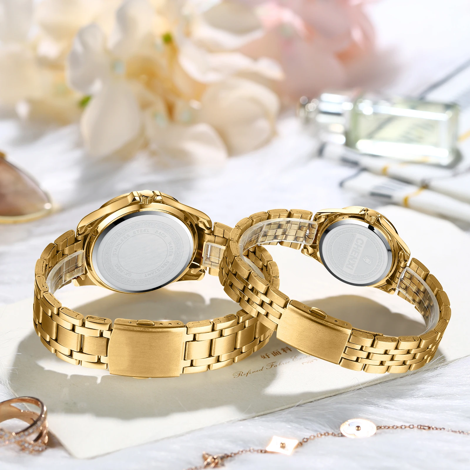 Classic Rhinestone Couple Lover Watches Stainless Steel Men&Women Watch fashion couple watches