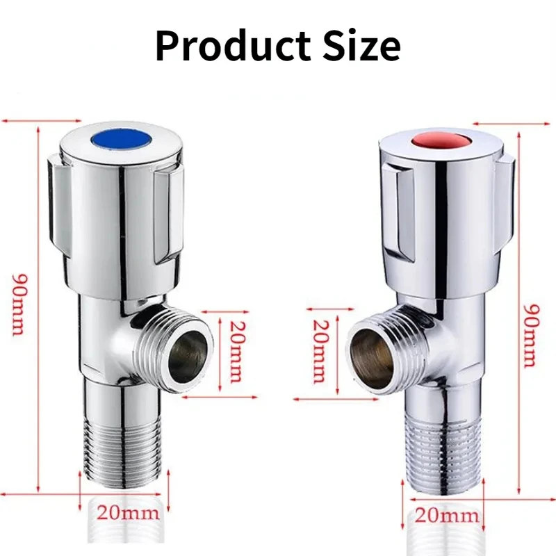 Stainless Steel Hot ＆ Cold Inlet Valve Bathroom Faucet Stop Valve Kitchen Sink Basin Triangle Valve Water Pressure Regulator