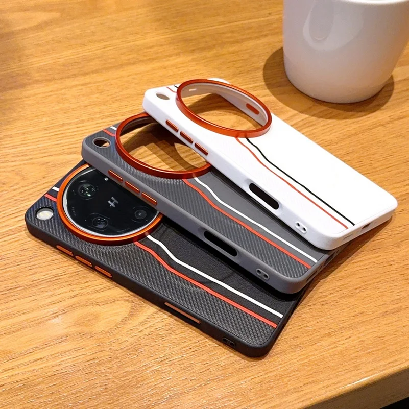 Color-Block Dual-Line Protective Case with Built-In Wireless Charging and Magnetic Ring