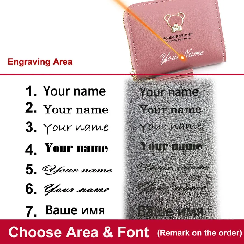 2022 Short Women Wallets Mini Cute Coin Pocket Card Holder Name Engraved Female Purse New Fashion Kpop Small Wallet For Girls 6