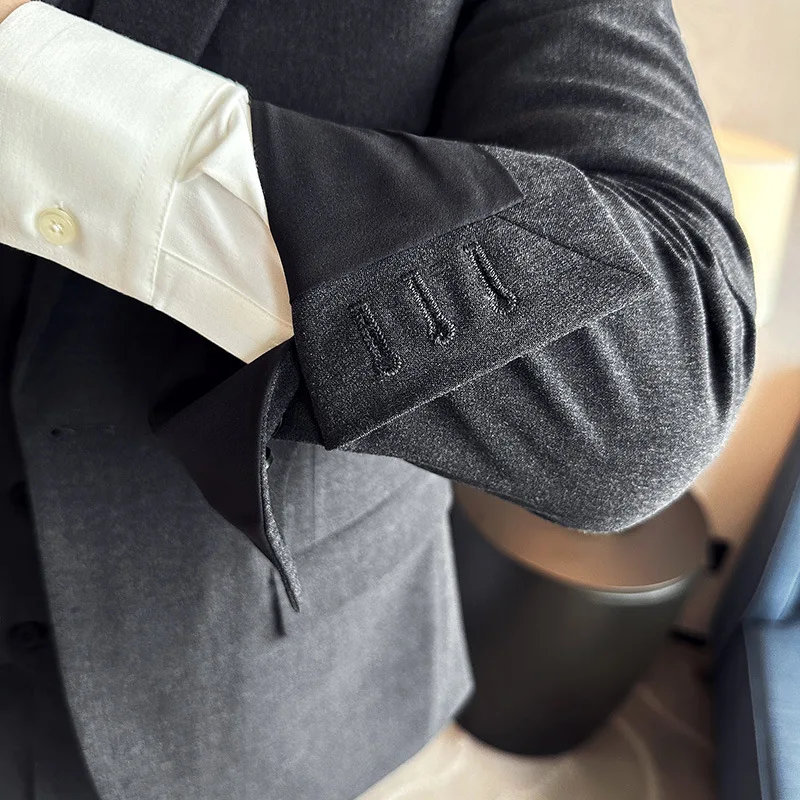 (Jacket+Vest+Pant) Luxury Men's Slim Fit Suits 3-Pcs Formal Business Work Wedding Stage Tuxedo High Quality Suit Plus Size 7XL-S