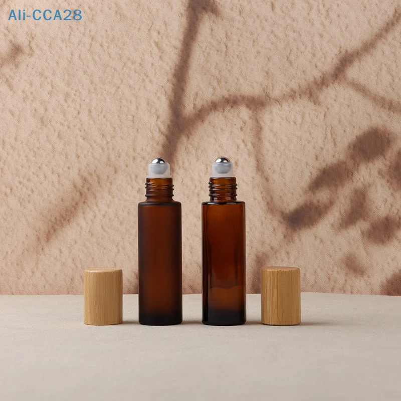 다크 브라운 롤링 볼 병 향수 롤 온 병, 미니 에센셜 오일 용기 샘플, 빈 병 여행 리필, 15ml