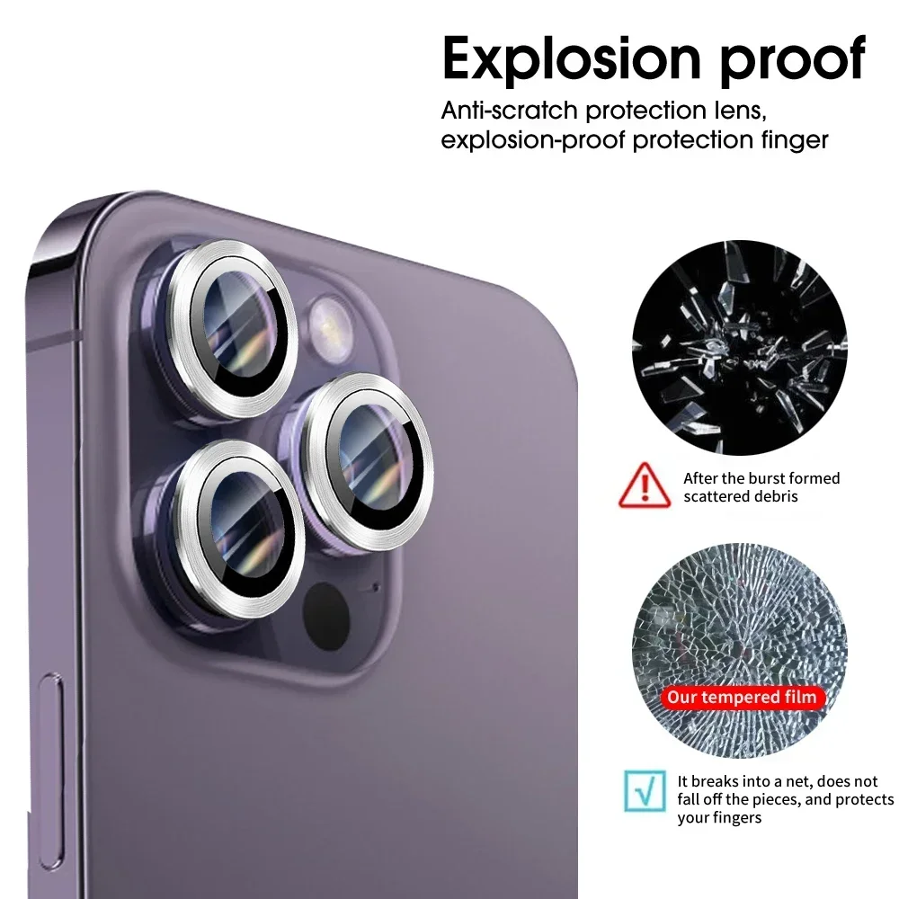 For iPhone 16 Pro/16 Pro Max Metal Ring Camera Lens Protectors Glass HD Camera Tempered Glass For iPhone 16Pro Max Len Cover