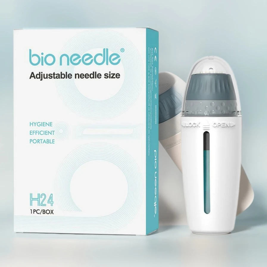 1 unidad de aplicador de tampón de 24 pines Drma Stamp H24 ajustable Microndling Pn portátil Bio Ndl con capacidad de 10 ml._voghion.com