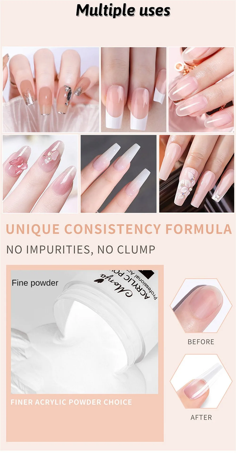 Description Picture 3 of itemManYa 60g Nude Nail Carved Pollen Acrylic Crystal Powder Can Extend Carved 30g Boxed Acrylic Powders Liquids Nail Art Tools