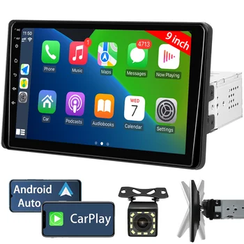 9 Inch Car Stereo Single Din Radio with Apple Carplay and Android Auto,Touch Screen Bluetooth Car Audio with Backup Camera