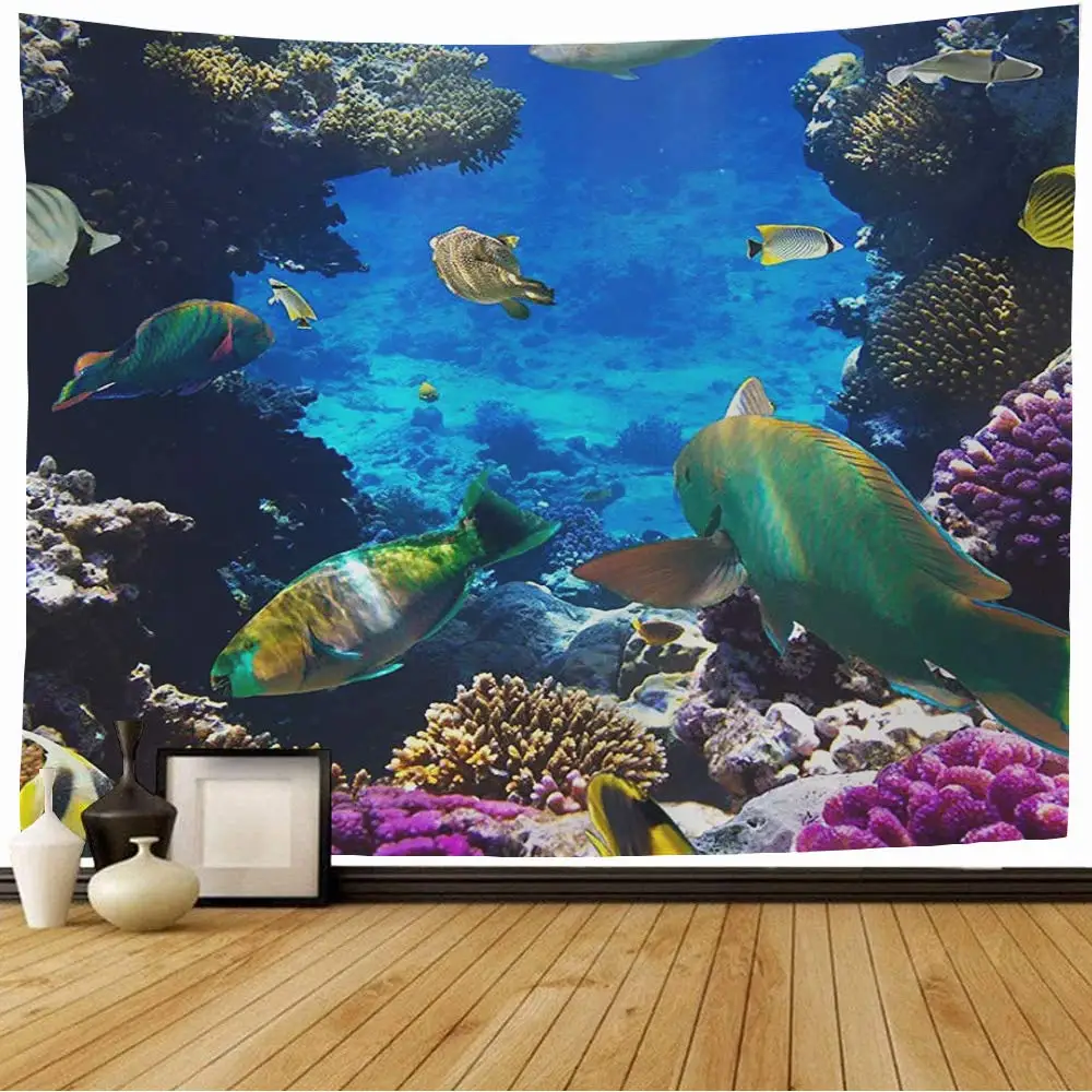 Tropical Fish Undersea World Tapestry Wall Hanging Ocean Animals Tapestries  for Bedroom Aesthetic Living Room Home Decoration - AliExpress