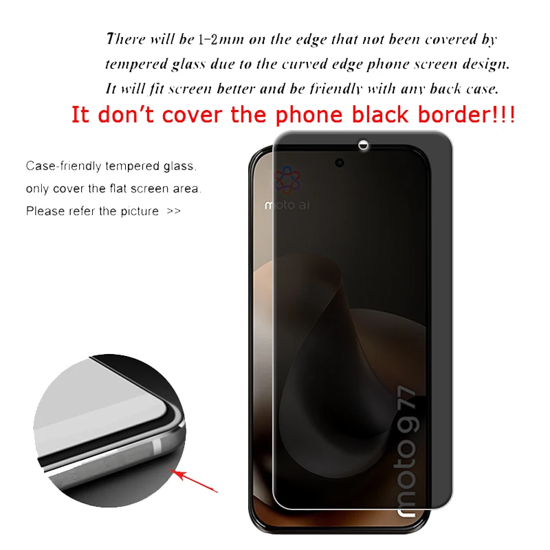 Moto G77 Privacy Tempered Glass Screen Protector - Anti-Spy Cover, 1-4 Pack