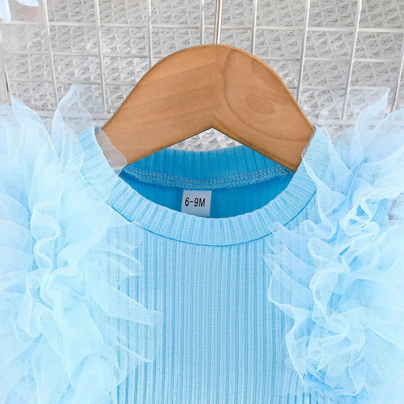 Baby Girls Summer Mesh Top and Skirt Set