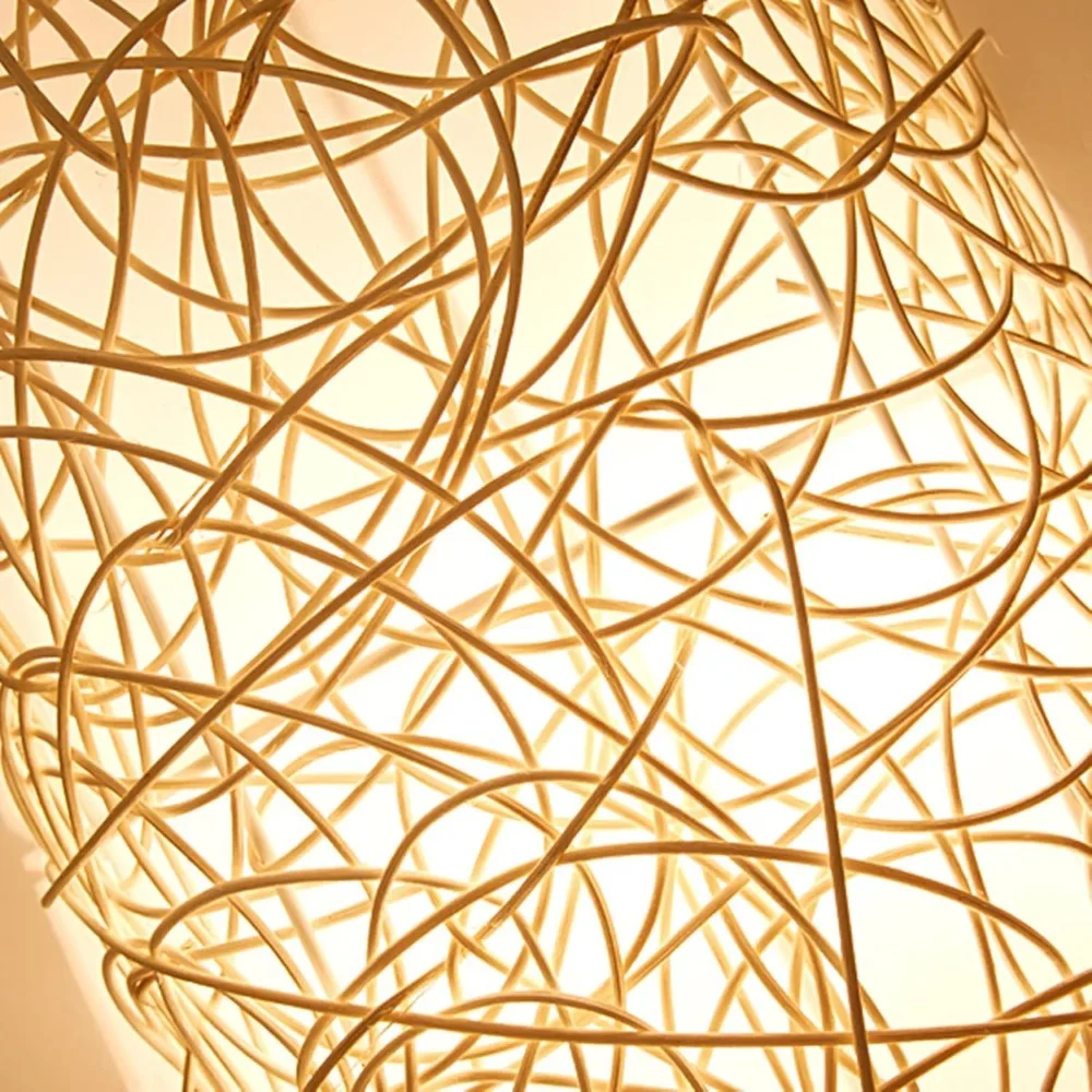 Hand Woven Rattan Wall Lamps with Dimmable on/Off Switch Plug in Lamp Rustic Boho Vintage Wall Sconce for Bedside Restaurant E27