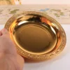 Serving Plate with Dome Golden Embossed Patterns Stainless Steel Acrylic Serving Dish with Dome for Party Cafe 6