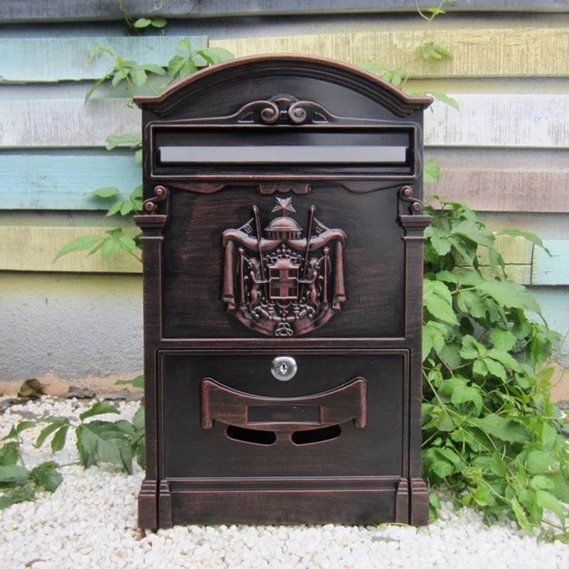 Retro Mailbox Villas Post Box European Lockable Outdoor Wall Newspaper Boxes Secure Letterbox Garden Home Decoration