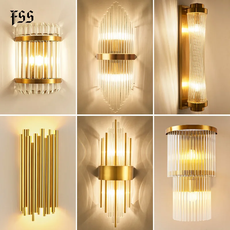 Modern Gold Crystal Wall Lights Bedside For Bedroom Living Room Home