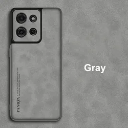 Luxury PU Leather Shockproof Phone Case with Matte Silicone Back Cover - Full Protection - Moto G75 (Gray)