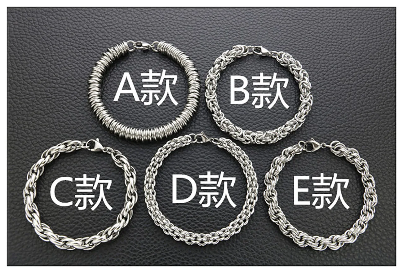 Chain Bracelet Fashion Hand-woven Vintage Coarse Corn Twist Stainless Steel Men And Women Keel Chain Snake Bone Chain