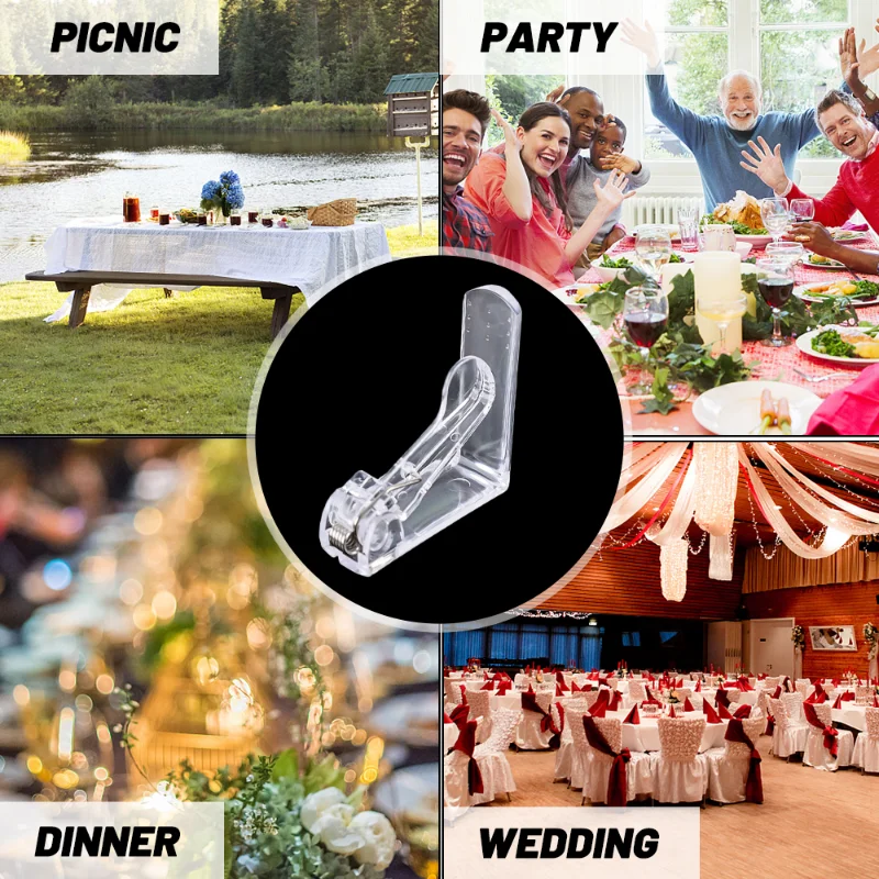 1/4Pcs Transparent Tablecloth Clamps with Spring Table Cloth Clips Table Cover Fixation Bracket for Wedding Party Home Supplies table cloth clips