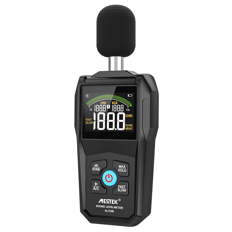 MESTEK Bluetooth Noise Sound Level Meter Color Display Fast Slow Sampling Rate Capacitive Microphone Monitor 30-130dB Backlight 2