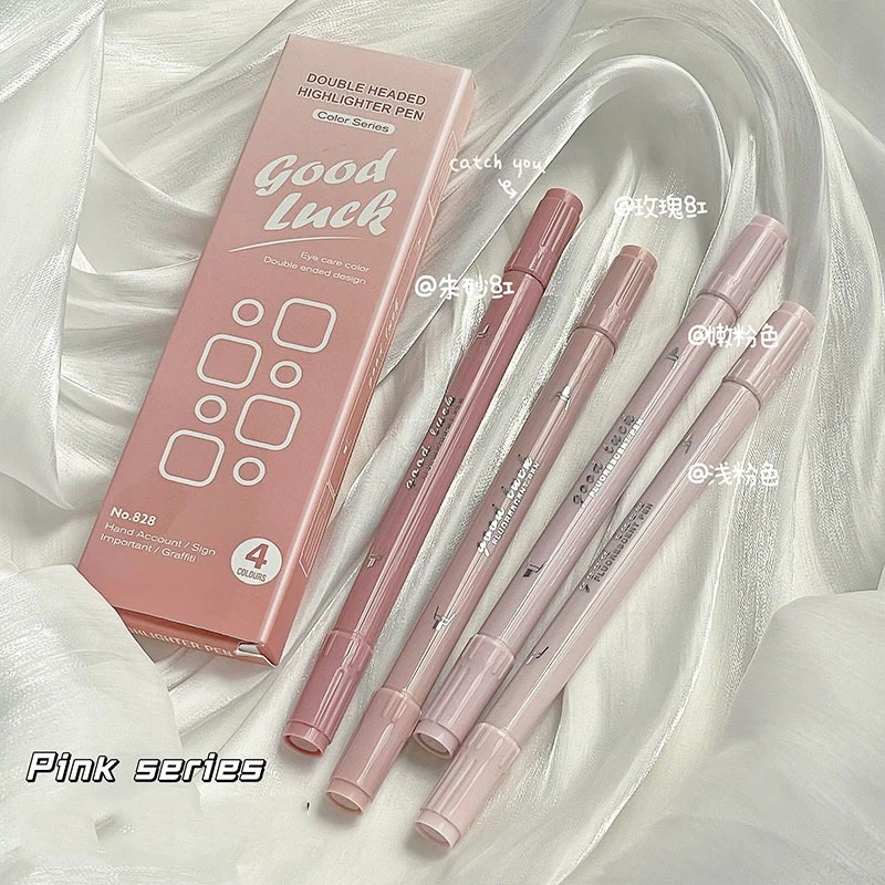 Gradient Double-headed Highlighter Set 4PCS Kawaii Ins High-value Key Color Marker Pen DIY Student and Children's Handbook Pen highlighter marker highlighter pen marker pen