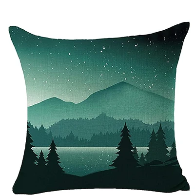Winter Pine Mountain Landscape Picture Square Linen Decoration Pillow Cover Cushion Cover Outdoor Bedroom Sofa Home