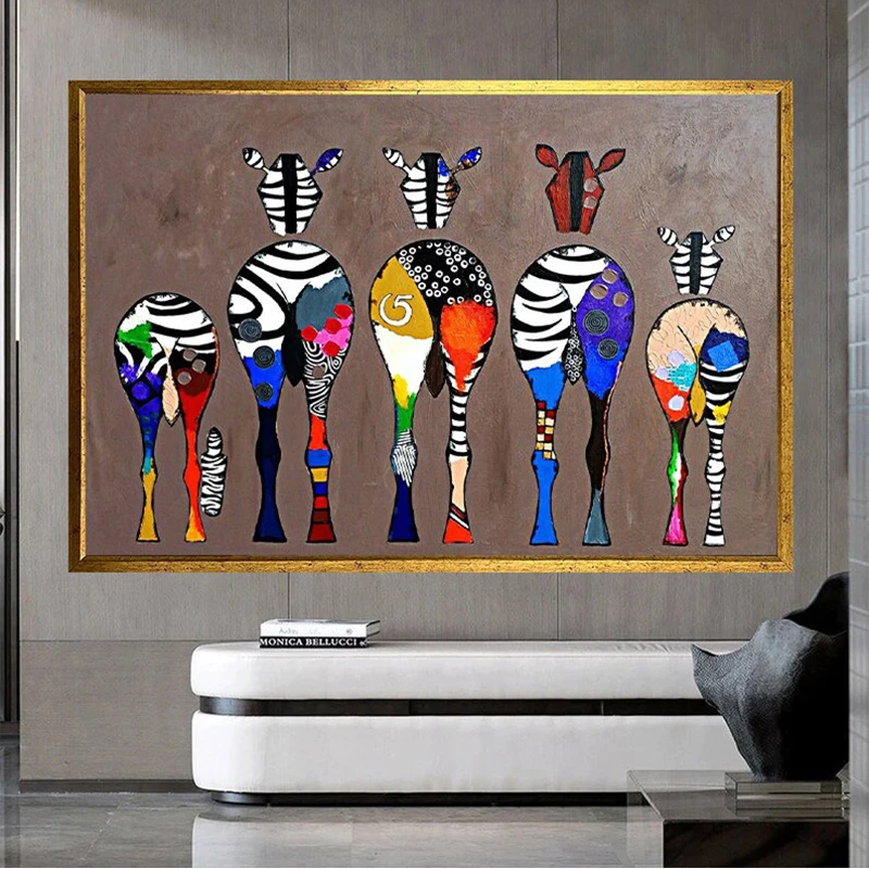 

Banksy Wall Art Colourful Zebra Herd Rears Pop Street Graffiti Modern Canvas Prints for Living Room Bedroom And Home Decorations