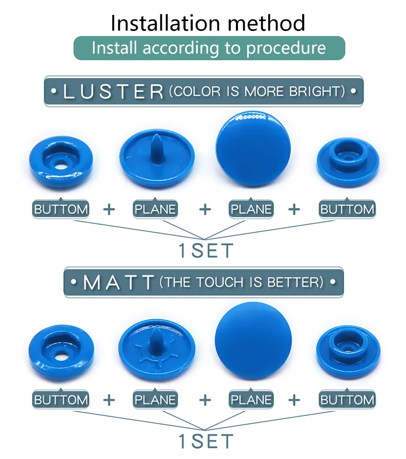 Description Picture 5 of itemKAM T3 T5 10/20Sets Plastic Snaps Button Fasteners Bag Folder Dark Buckle Button Resin Garment Accessories For Baby Clothes DIY