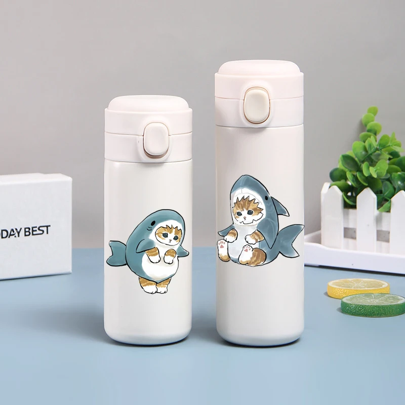 CuteCatPrintThermosBottle304StainlessSteelKeepCoolWarm
