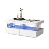 Table basse moderne à finition brillante pour salon. Tableau de jeu durable, résistant aux rayures et lisse. Dimensions : 100×60×49,5 cm. 5