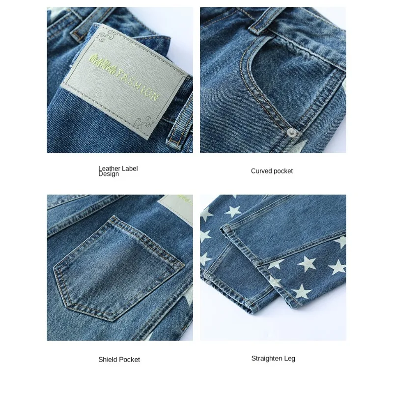 Pantalon en jean ample élastique pour femme style coréen Y2K, mode rétro américaine, jean large pour le début du printemps pour femmes