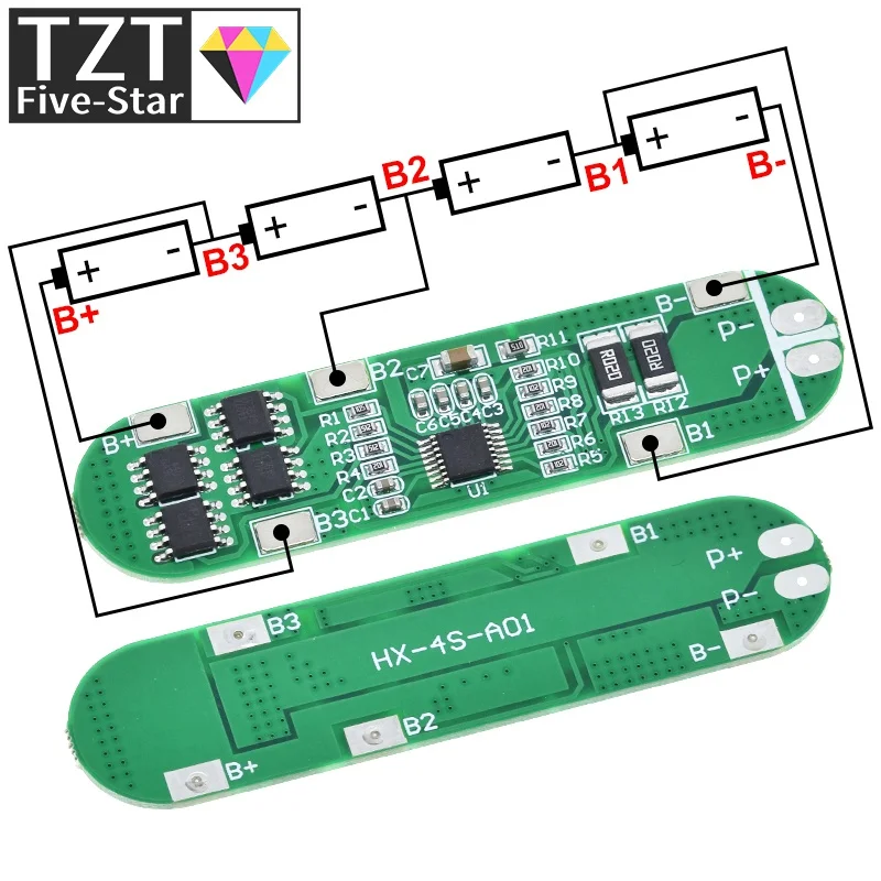 TZT 1/3/5PCS 4S 14,8V 12A Li-Ion Lithium-Batterie 18650 Ladegerät-Schutzplatine 16,8V