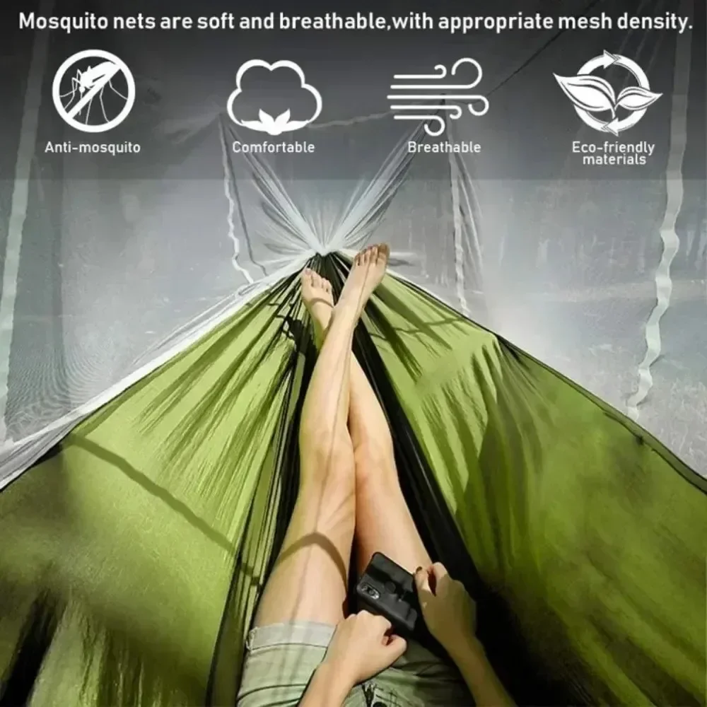 Hammock Tent Camping Suspension Mosquito Net Hammock Mosquito Proof Cloth Outdoor Portable Stable Camping Picnic Swing Hammock 4