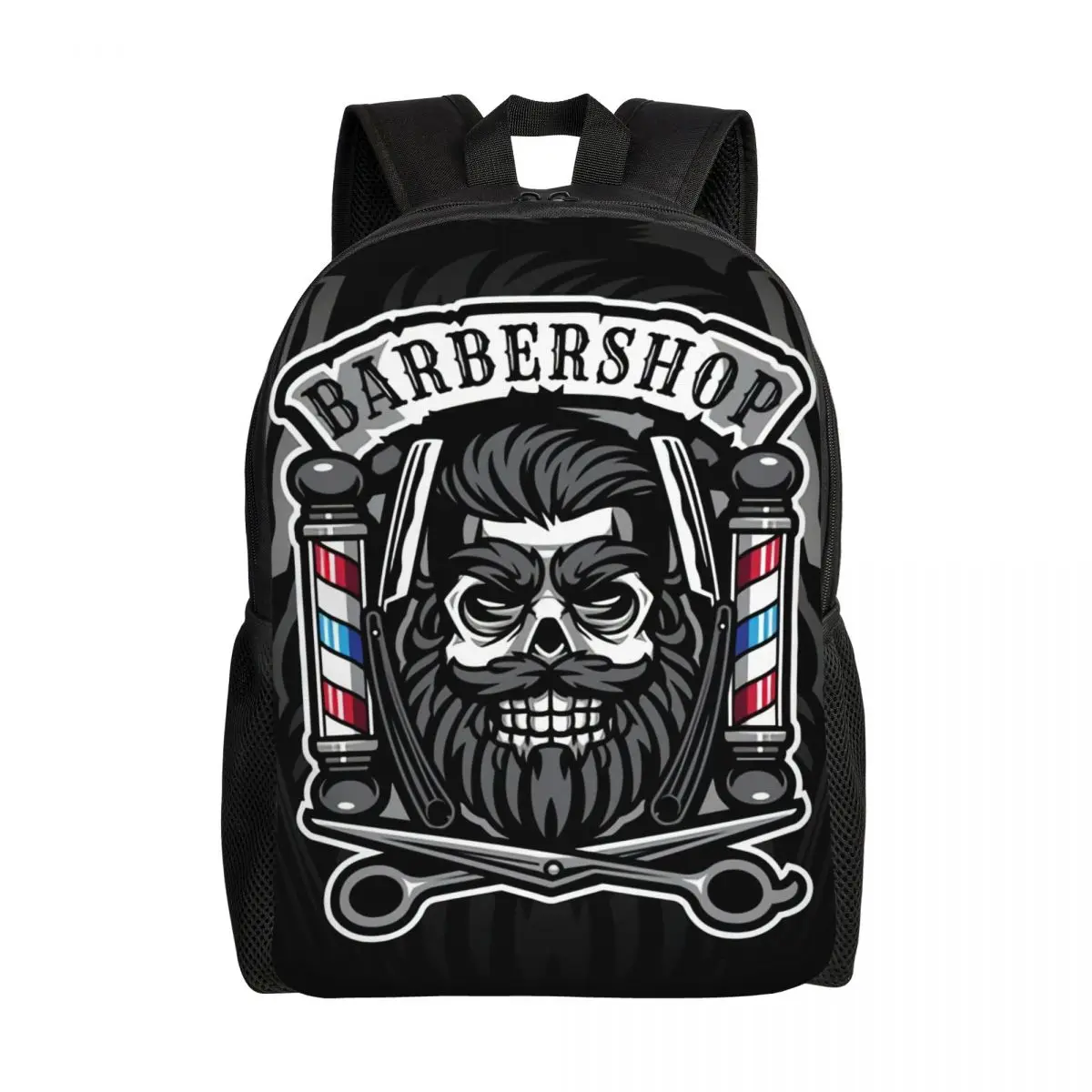 

Рюкзак Babershop с логотипом черепа для женщин и мужчин, водонепроницаемая школьная сумка для парикмахерской и колледжа, сумка для книг с принтом