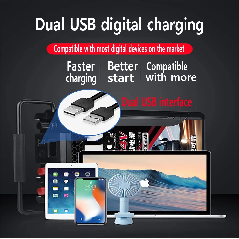 358000mAh emergency starting power supply for cars, large capacity battery, truck jump starter, 12 24V universal for heavy-duty